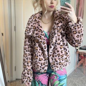 Pink Leopard Fuzzy Jacket
